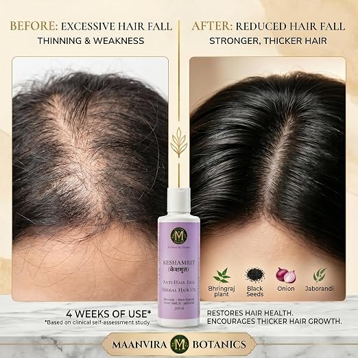 Keshamrit Anti Hair Fall Herbal Hair Oil (Bringraj, Black Seed, Onion Seed, Jaborandi) - Image 3