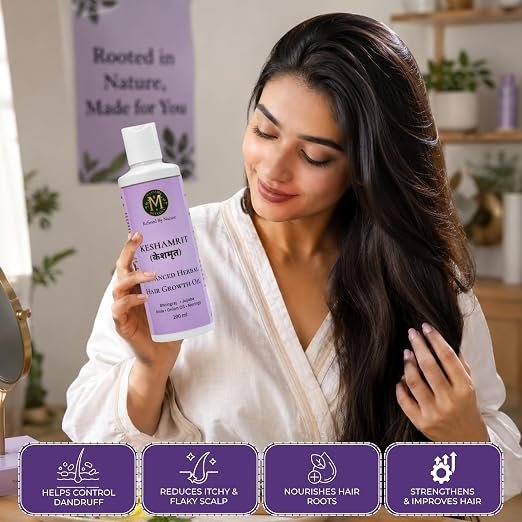 Keshamrit Advanced Herbal Hair Growth Oil (Bhringraj, Jojoba, Amla, Onion, Moringa) - Image 3