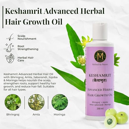 Keshamrit Advanced Herbal Hair Growth Oil 200ML (Bhringraj, Jojoba, Amla, Jaborandi, Moringa) - Image 2