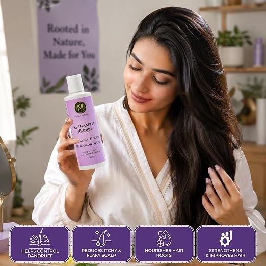 Keshamrit Advanced Herbal Hair Growth Oil 200ML (Bhringraj, Jojoba, Amla, Jaborandi, Moringa) - Image 6