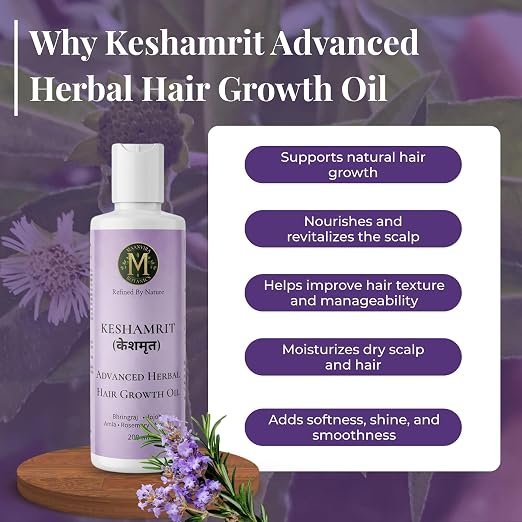 Keshamrit Advanced Herbal Hair Growth Oil 200ML (Bhringraj, Jojoba, Amla, Jaborandi, Moringa) - Image 4