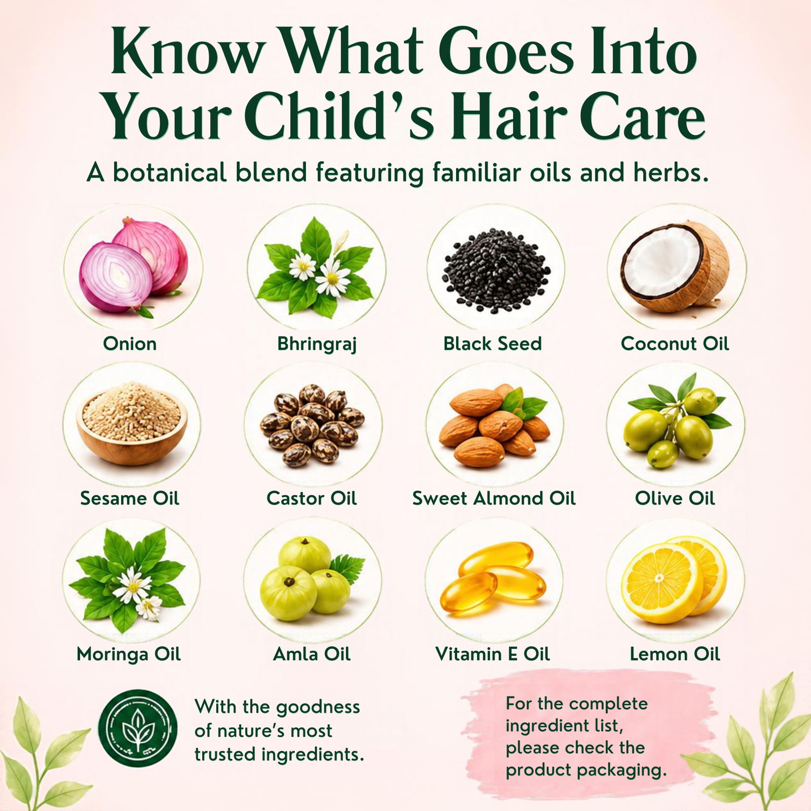 baby toddler champi balon ka tel bachon ka rosmary kalaunji nigella castor coconut sesame almond olive safflower vitamin e dry scalp itchy scalp frizz paraben free sulphate free girls boys 2 3 4 5 year school daily nourishing
