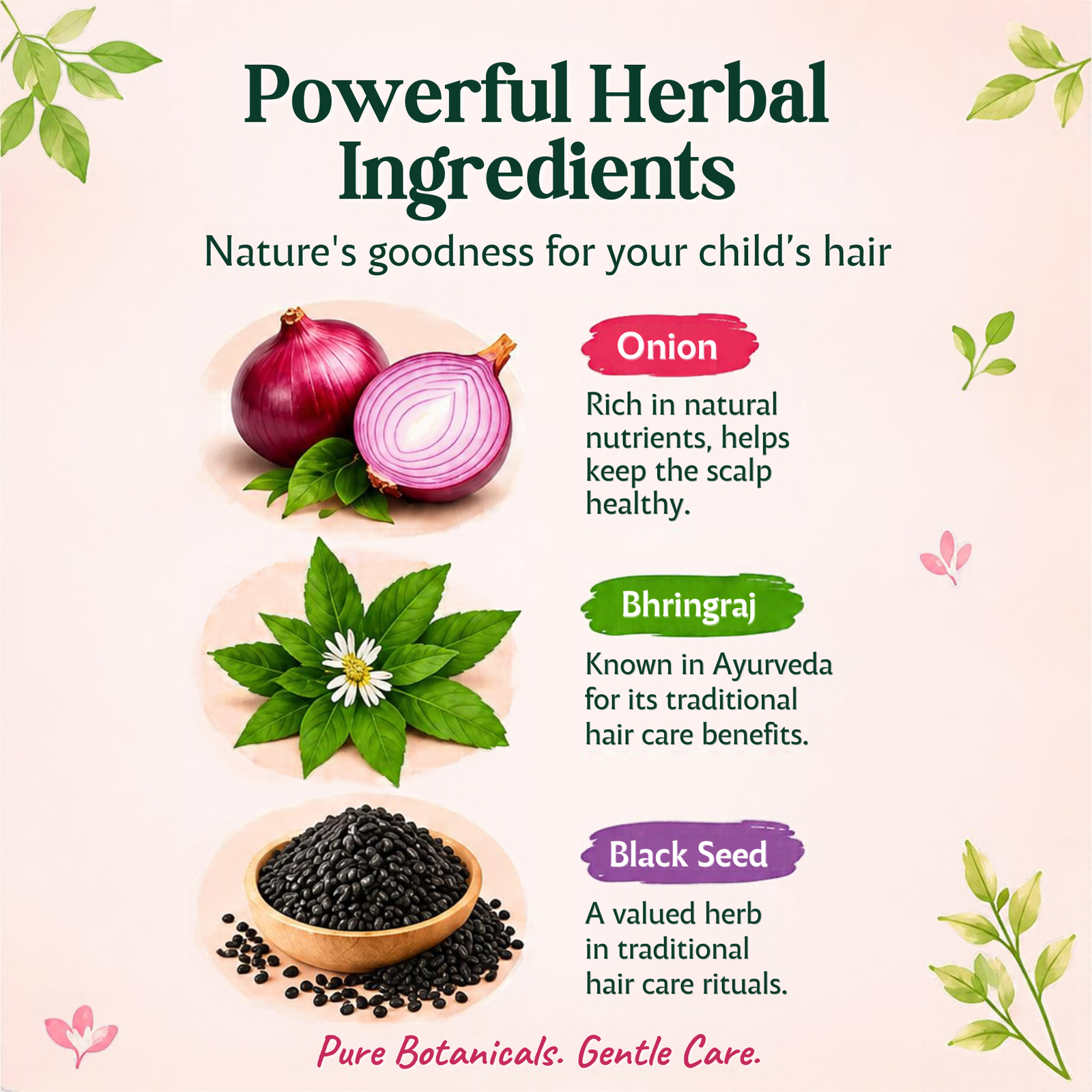 baby toddler champi balon ka tel bachon ka rosmary kalaunji nigella castor coconut sesame almond olive safflower vitamin e dry scalp itchy scalp frizz paraben free sulphate free girls boys 2 3 4 5 year school daily nourishing
