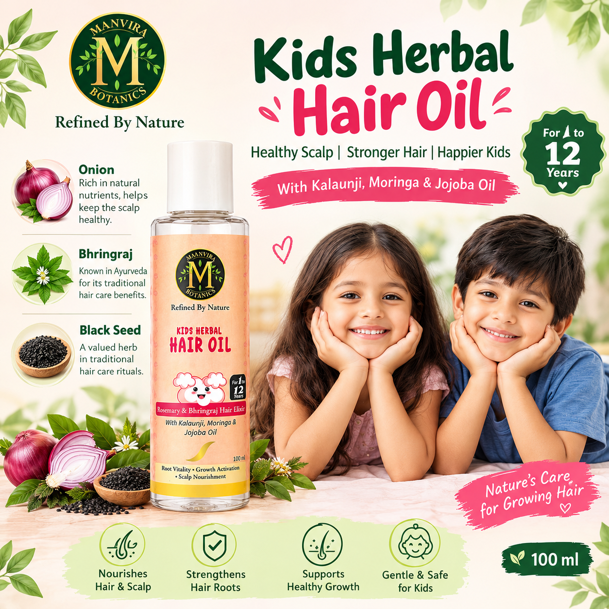 baby toddler champi balon ka tel bachon ka rosmary kalaunji nigella castor coconut sesame almond olive safflower vitamin e dry scalp itchy scalp frizz paraben free sulphate free girls boys 2 3 4 5 year school daily nourishing