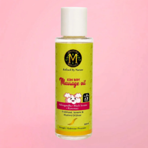 Maanvira Botanics Ayurvedic Kids Body Massage Oil 100ml with Ashwagandha, Black Sesame & Rosemary | Almond, Til & Mustard Oil Base